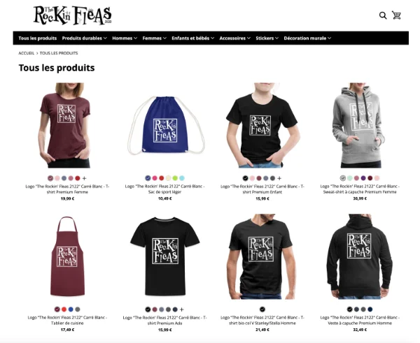 Capture d'écran de la boutique des Rockin' Fleas